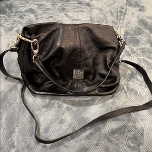 Black Leather Crossbody Slouch Bag